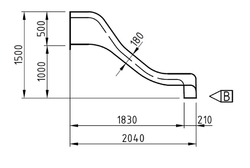 Skluzavka laminátová 2,5 m - modrá - nástup 1 m .