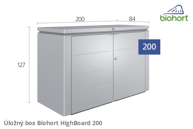 Biohort Úložný box HighBoard 200, stříbrná metalíza .