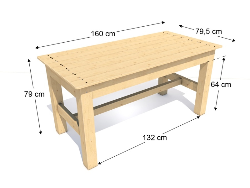 Dřevěný stůl  Zuzana 160 x 79, 5x 79 cm -  bez impregnace bez impregnace