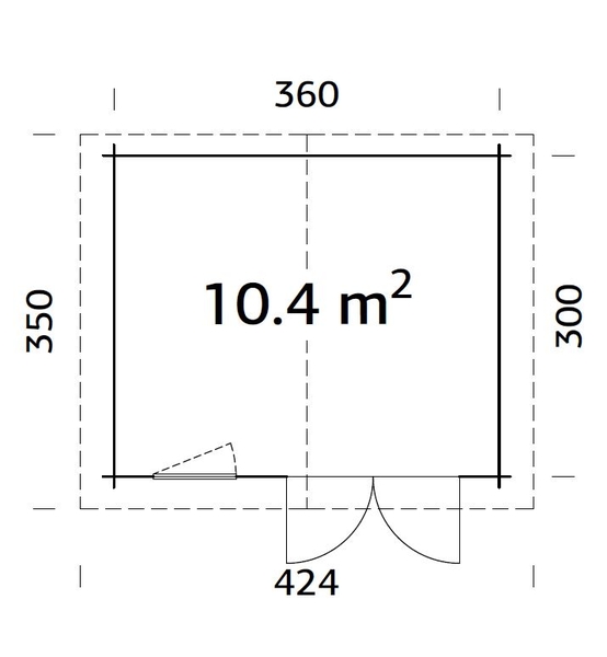 ZAHRADNÍ DOMEK Klara 10,4 m2 (380cm x 320cm) tl. 28mm