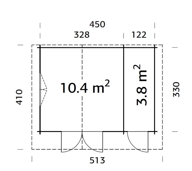 ZAHRADNÍ DOMEK Emma 14,2 m2 (470cm x 350cm) tl. 34mm