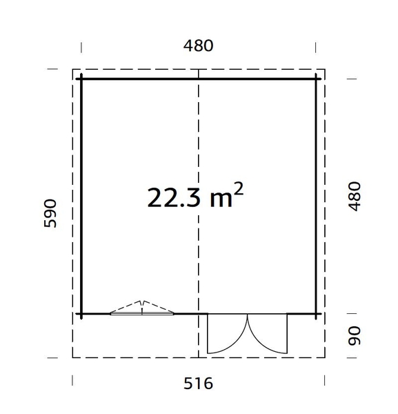 ZAHRADNÍ DOMEK Britta 22,3 m2 (500x500cm) tl. 40mm