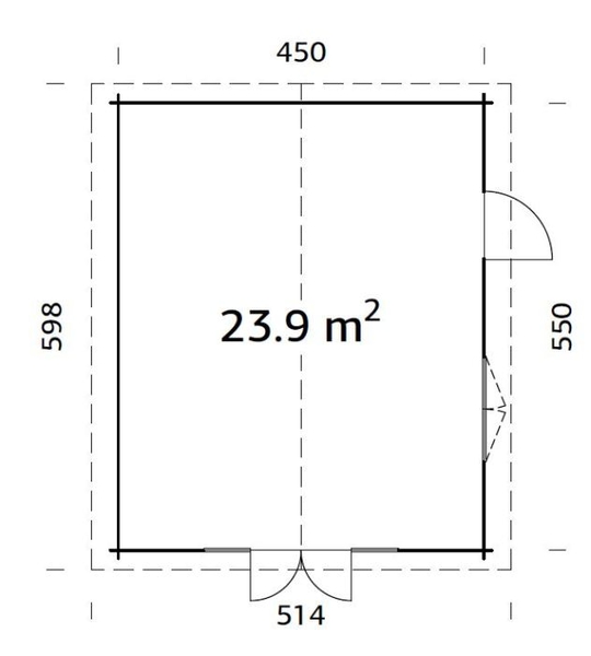 ZAHRADNÍ DOMEK  Irene 23,9 m2 (470x570cm) tl. 44mm