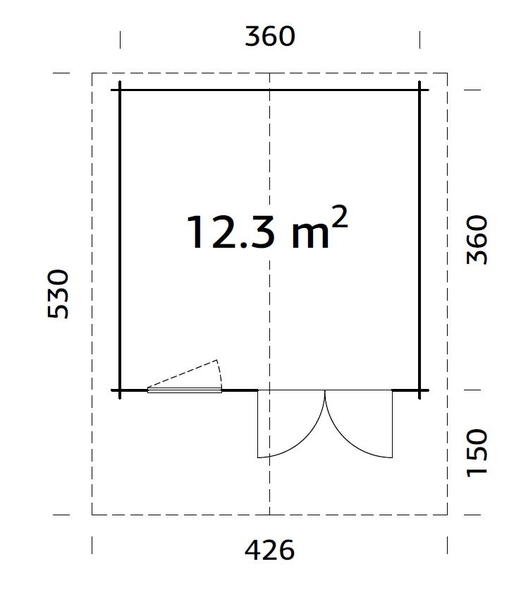 ZAHRADNÍ DOMEK Sally 12,3m2 (380x380cm) tl. 44mm