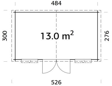 Zahradní domek EKO-LINE Ester A 12,9 m2 504 x 296 cm tl. 28 mm