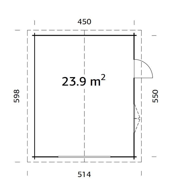 Garáž Roger 23,9 m2 - bez dveří (450x550cm) tl. 44mm