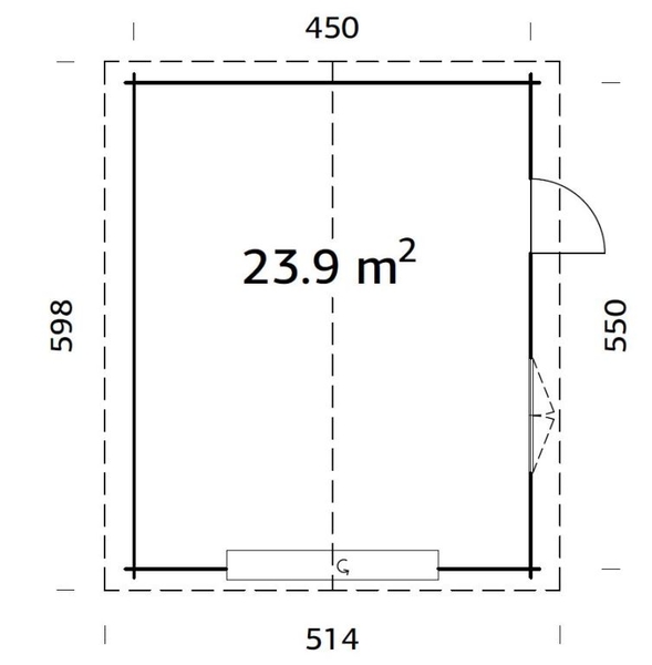 GARÁŽ Roger 23,9 m2 + výsuvná vrata (450x550cm) tl. 44mm