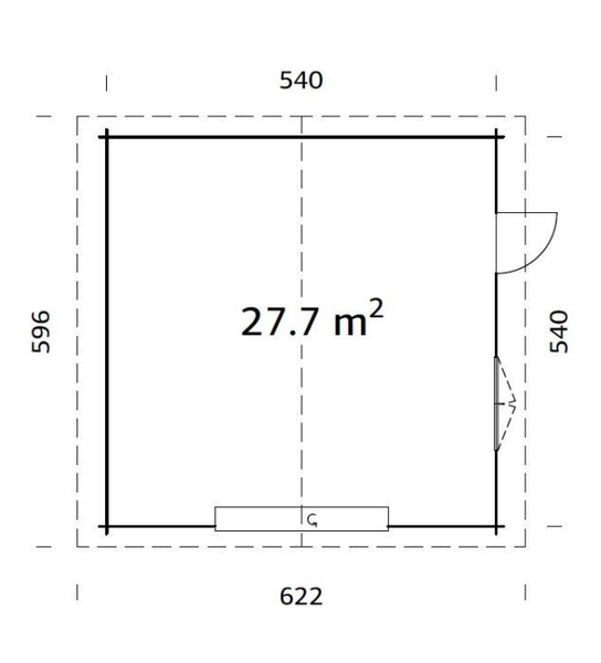 GARAŽ Roger 27,7 m2 + výsuvná vrata 560 x 560 cm tl.:70 mm