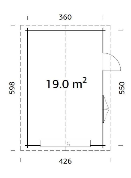 Garáž Roger 19 m2 - výsuvná vrata (380x570cm) tl. 44mm