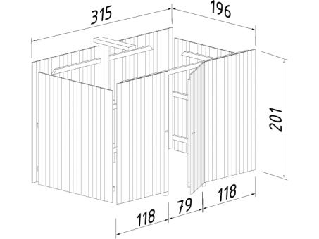 Úložný box pro přístřešek  KARL 23,1 M2  ( 315x196 cm ) 19mm
