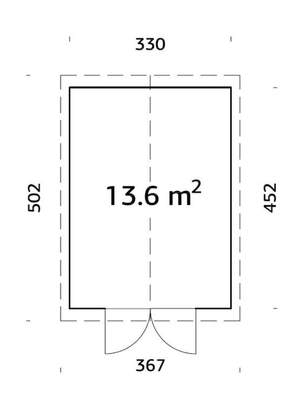 Zahradní nářaďový domek Martin 13,6 m2 tl. 18+70mm  rozměr 330x452 cm