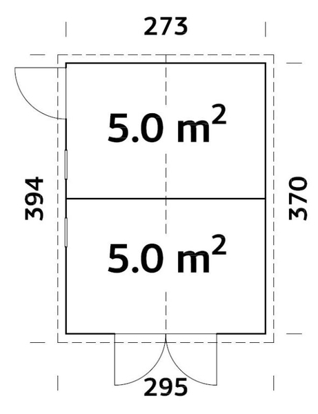 ZAHRADNÍ DOMEK Dan 10 m2 - (5 + 5 m2)  (273 x 370) tl.16 mm