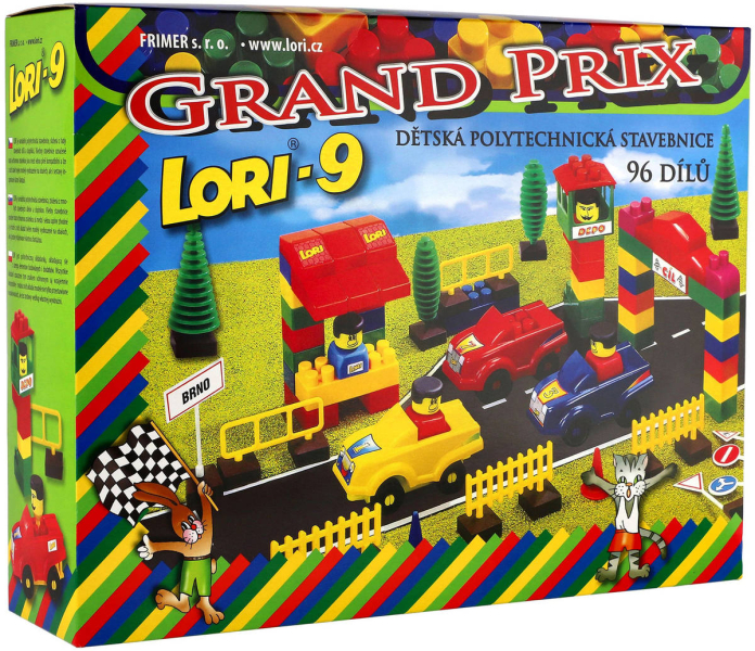 LORI 009 Stavebnice polytechnická Grand Prix 96 dílků plast v krabici 9