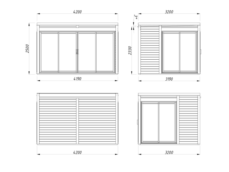 Zahradní domek Serena 12,6 m2 Set 2  s posuvnými dveřmi